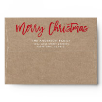 Modern Brush Script Merry Christmas Kraft Envelope Modern Brush Script Merry Christmas Kraft Envelope