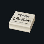 Modern Brush Script Merry Christmas Square Rubber Stamp<br><div class="desc">Modern Brush Script Merry Christmas Rubber Ink Stamp</div>