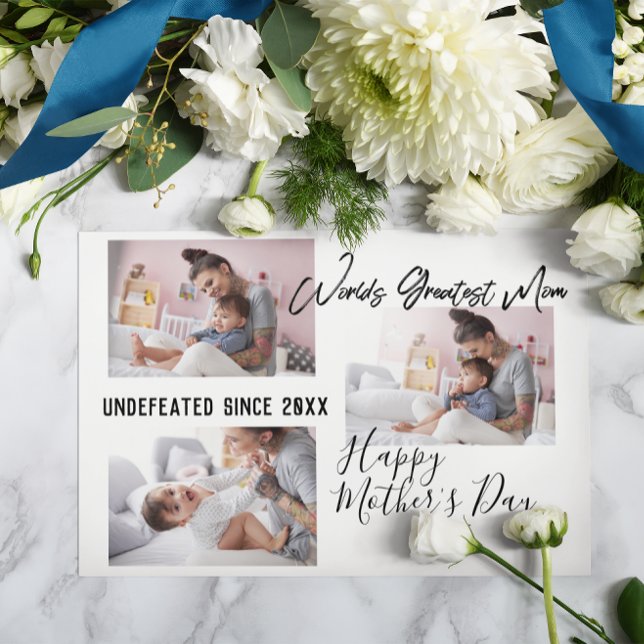 Modern Brush Script | Mother's Day Photo Collage Card (Creator Uploaded)
