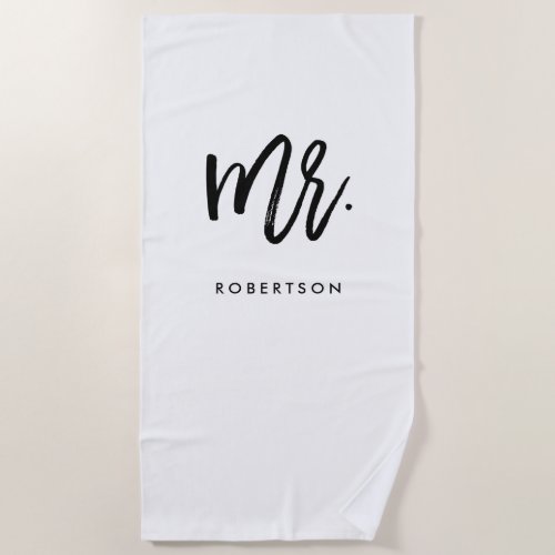 Modern Brush Script  Mr  Editable Color Beach Towel