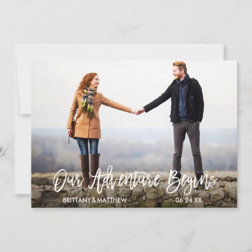 Modern Brush Script Our Adventure Begins Photo Save The Date