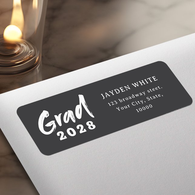 Modern Brush Script Photo Graduation Address Label (Modern Brush Script Photo Graduation Address Label)