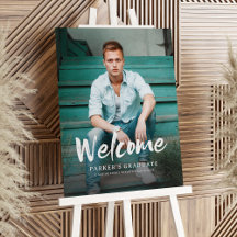Modern Brush Script Photo Graduation Welcome