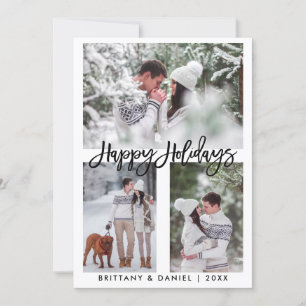Modern Brush Script Photo Happy Holidays Holiday Card