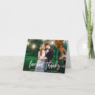 Modern Brush Script Photo Love Thanks Wedding Note Card