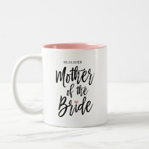 Modern Brush Script Rose Heart Mother of The Bride Two-Tone Coffee Mug