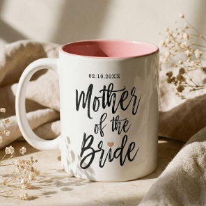 Modern Brush Script Rose Heart Mother of The Bride Two-Tone Coffee Mug