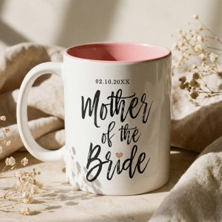 Modern Brush Script Rose Heart Mother of The Bride Two-Tone Coffee Mug