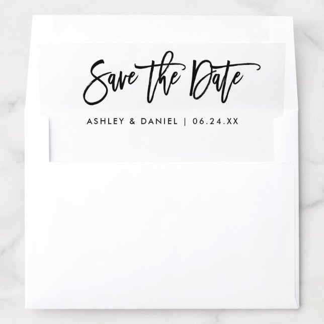 Modern Brush Script Save The Date Envelope Liner (In Envelope)