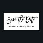 Modern Brush Script Save The Date Rubber Stamp<br><div class="desc">Modern Brush Script Save The Date Wedding Engagement Announcement Rubber Stamp</div>