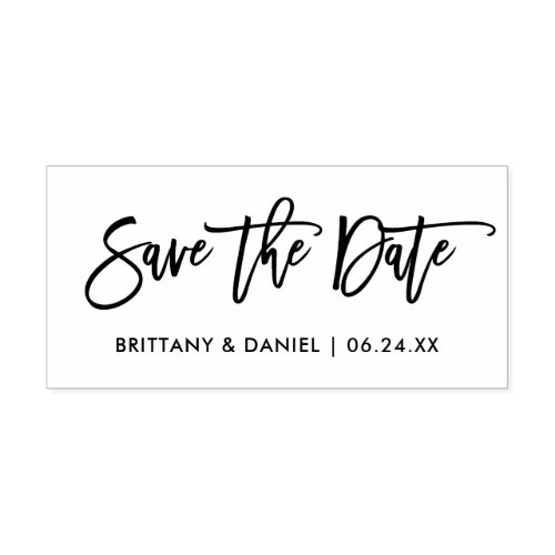 Modern Brush Script Save The Date Rubber Stamp