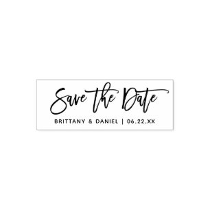 Modern Brush Script Save The Date Self-inking Stamp