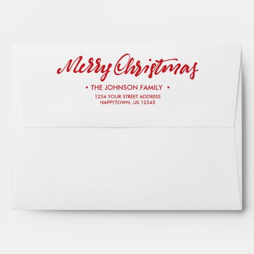 Modern Brush Script Simply Merry Christmas Red Envelope