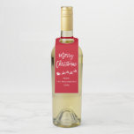 Modern Brush Script Star Santa Merry Christmas Bottle Hanger Tag<br><div class="desc">Modern Brush Script Star Santa Merry Christmas Bottle Hanger Tag</div>