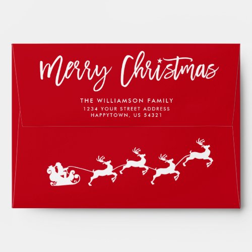 Modern Brush Script Star Santa Merry Christmas Envelope