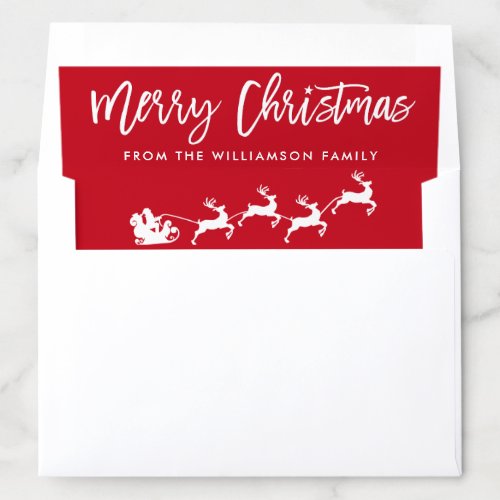 Modern Brush Script Star Santa Merry Christmas Envelope Liner