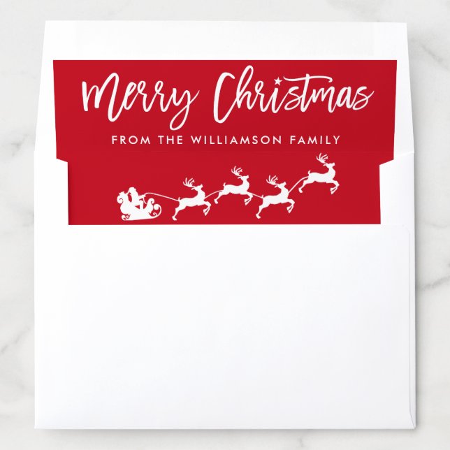 Modern Brush Script Star Santa Merry Christmas Envelope Liner (In Envelope)
