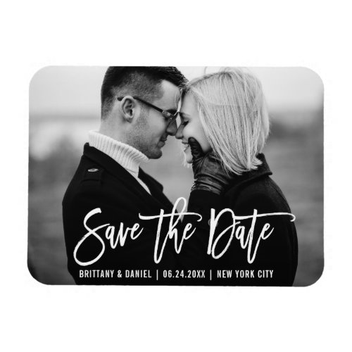 Modern Brush Script Trendy Save The Date Photo Magnet