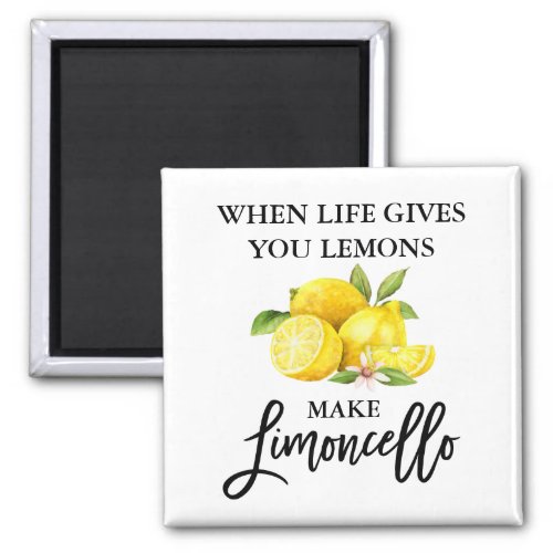Modern Brush Script Watercolor Lemons Limoncello Magnet