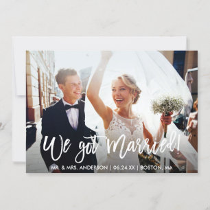 Modern Brush Script We Got Married Wedding Announcement