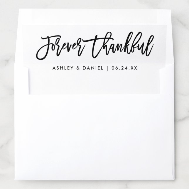Modern Brush Script Wedding Forever Thankful Envelope Liner (In Envelope)