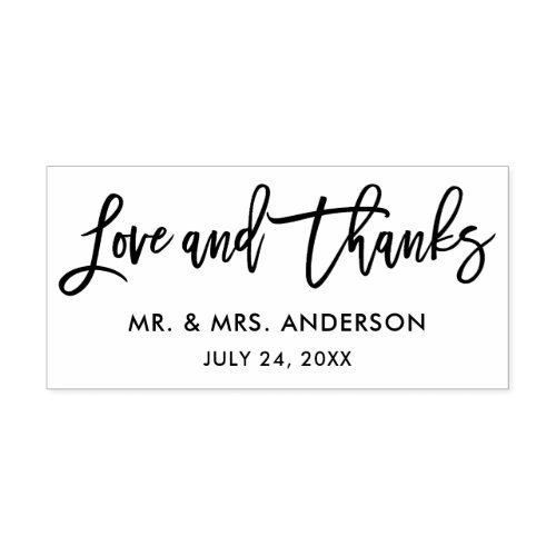 Modern Brush Script  Wedding Love and Thanks Rubber Stamp