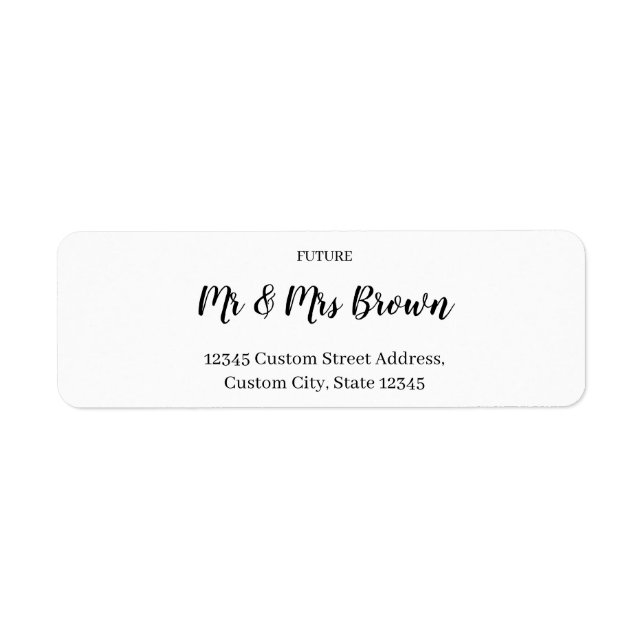 Modern Brush Script Wedding Return Address Label (Front)