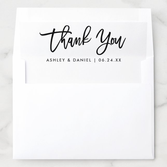 Modern Brush Script Wedding Thank You Envelope Liner (In Envelope)