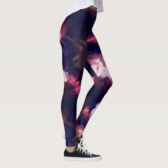 Modern brush stroke blue and purple Leggings (Right)
