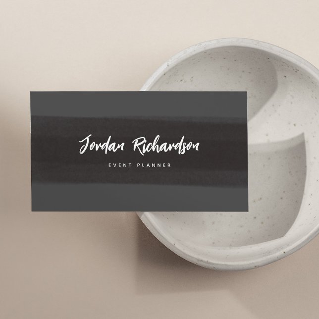 Modern Brush Stroke | Dark Gray and Black Business Card (Creator Uploaded)