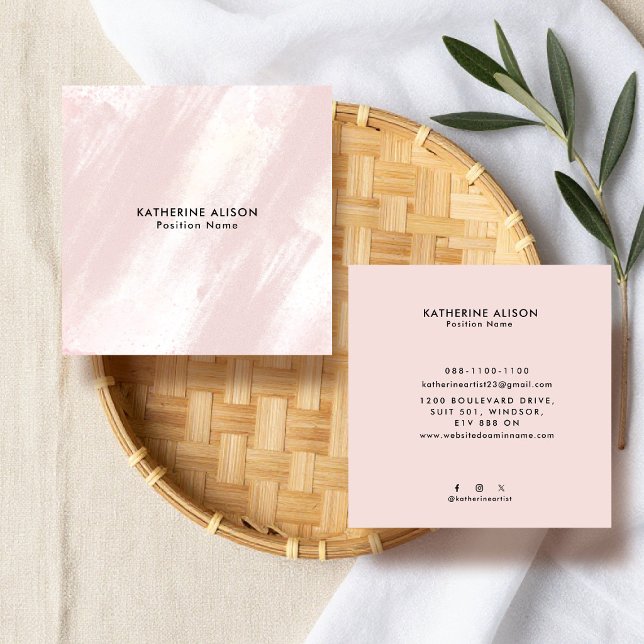  Modern Brush Stroke texture Square Business Card (Creator Uploaded)