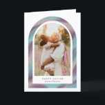 Modern Brush Strokes Arch Easter Photo Holiday Card<br><div class="desc">This beautiful Easter greeting card features an arch frame, designed with modern brush strokes in purple, gray / purple, and aqua. Easy to personalize with your own photo and text! Now more than ever, we need to stay connected to our loved ones, and these cards are the perfect way! For...</div>