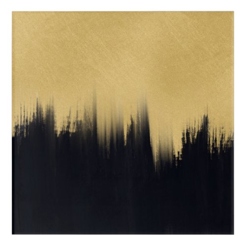 Modern Brush strokes Gold Black Design Acrylic Print
