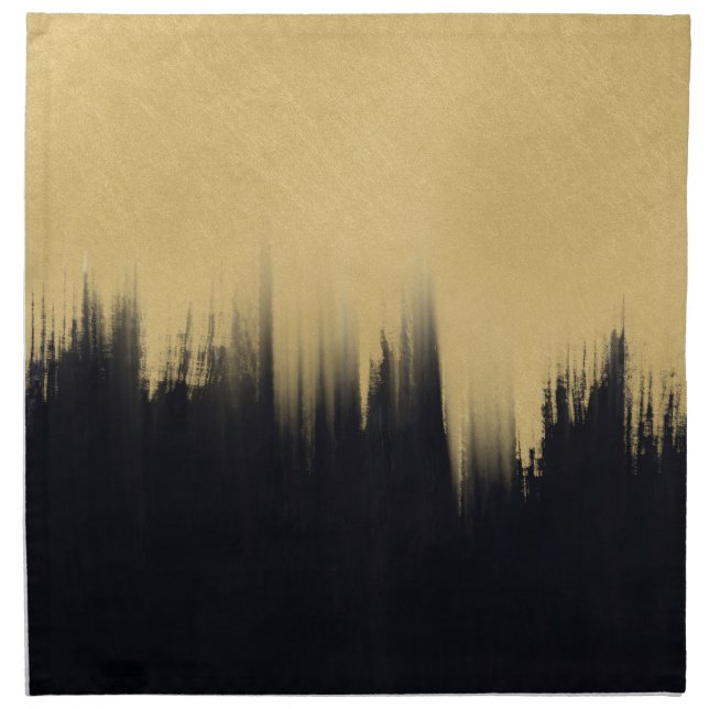 Modern Brush strokes Gold Black Design Cloth Napkin (Front)