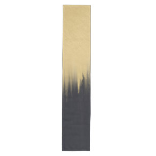 Modern Brush strokes Gold Black Design Medium Table Runner