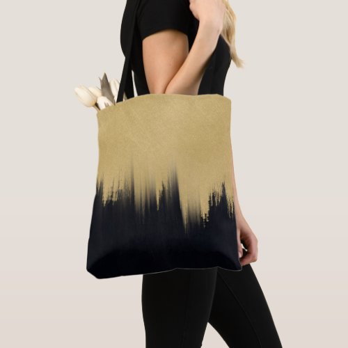 Modern Brush strokes Gold Black Design Tote Bag