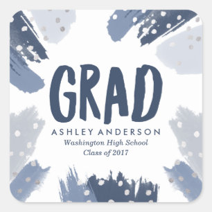 Modern Brush Strokes Graduation Stickers