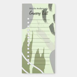 Modern Brush Strokes Grocery List Magnetic Notepad