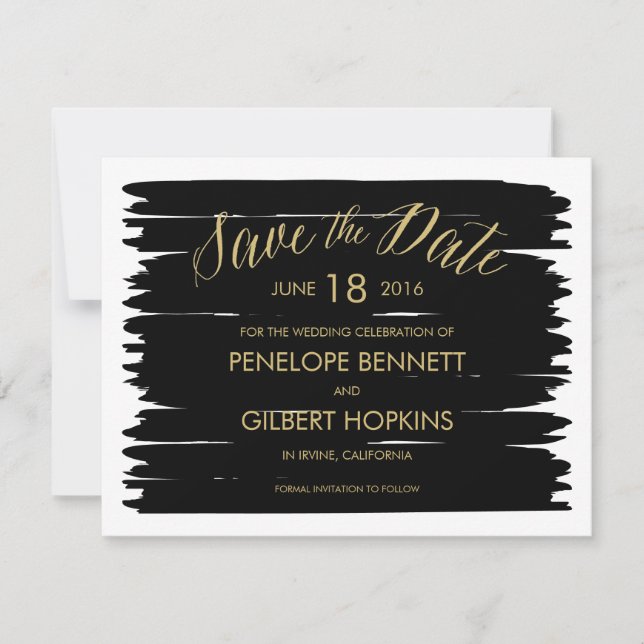 Modern Brush Strokes Wedding Invitation (Front)