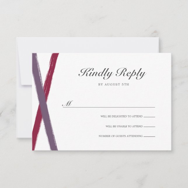 Modern Brush Strokes Wedding RSVP | Lavender Berry (Front)