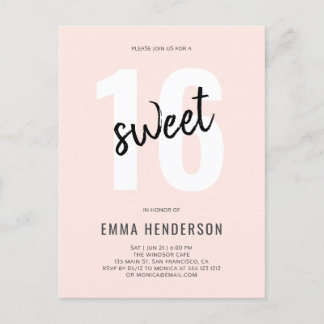 Modern Brush Sweet 16 Invitation Postcard
