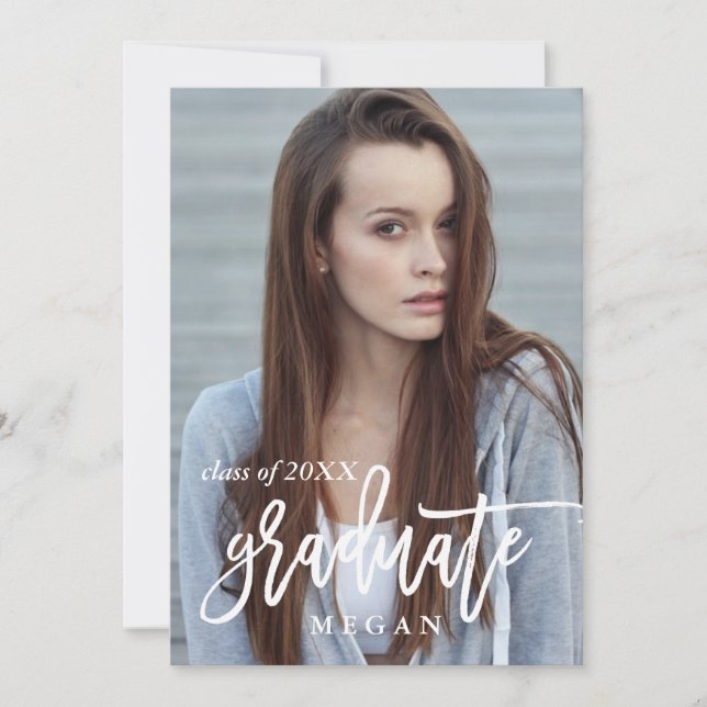 Modern Brush Type Graduation Announcement (Front)