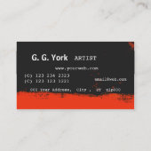 Modern Brush Work Red  Abstract Paint Splatters Business Card (Back)