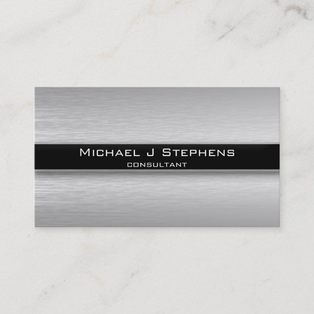 Modern Brushed Aluminum Business Card (Front)