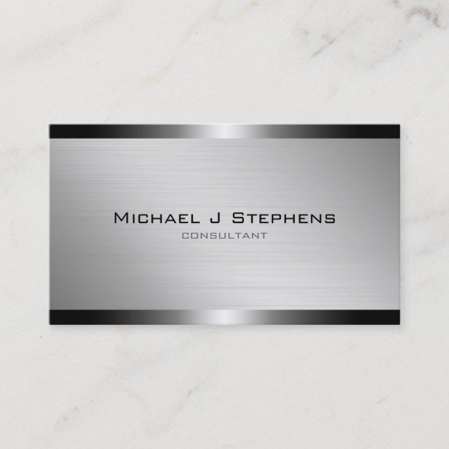 Modern Brushed Aluminum Business Card (Front)