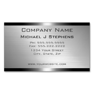 Modern Brushed Aluminum Business Card Magnet