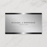 Modern Brushed Aluminum with Gunmetal Bands Business Card