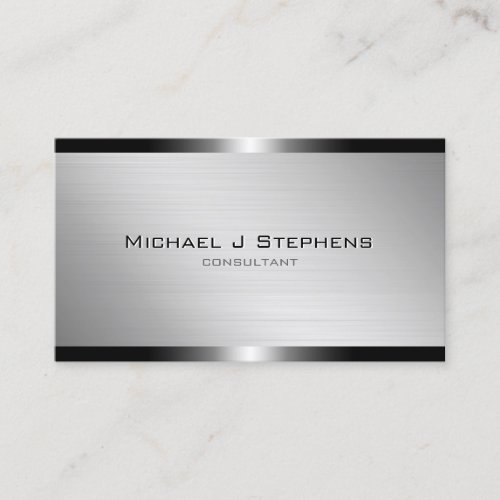 Modern Brushed Aluminum with Gunmetal Bands Business Card