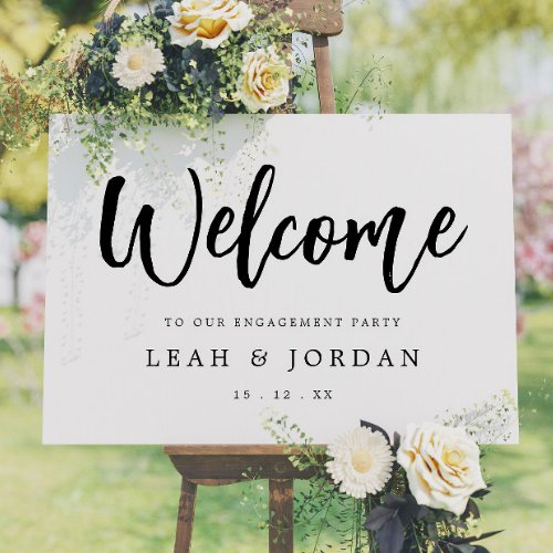 Modern Brushed Engagement Party Welcome Sign