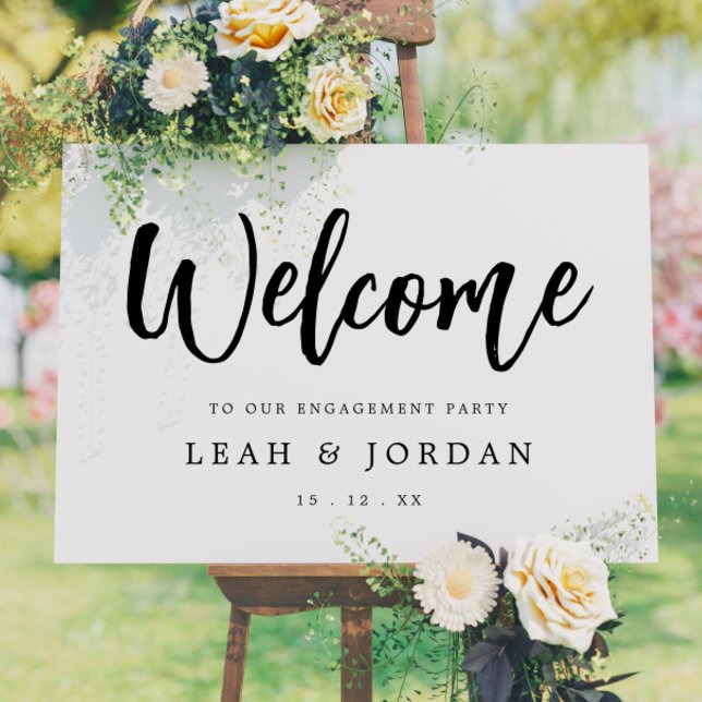 Modern Brushed Engagement Party Welcome Sign (Creator Uploaded)